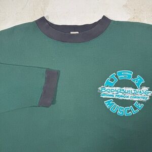 Vintage USA Bodybuilding Muscle Committee Long Sleeve Thermal Shirt Men XL